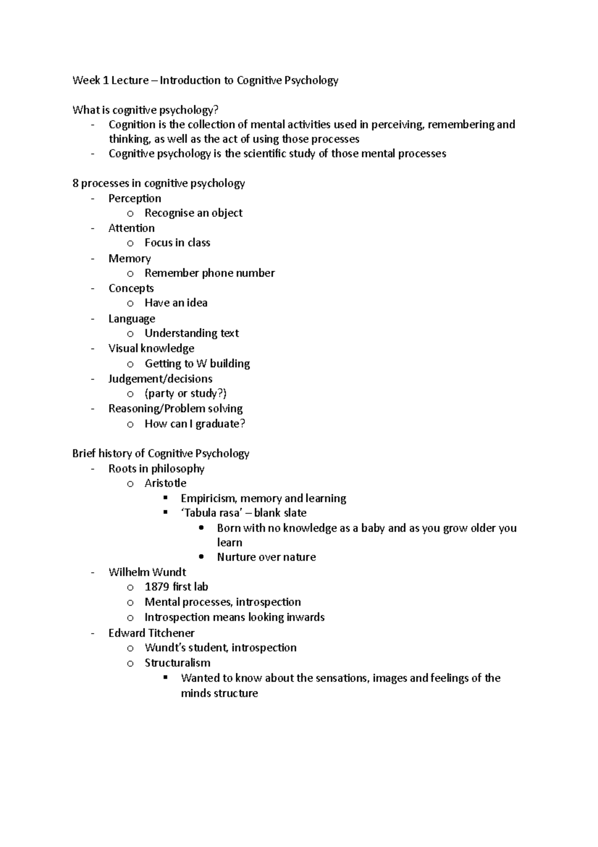 Week 1 Lecture – Introduction to Cognitive Psychology - Week 1 Lecture ...