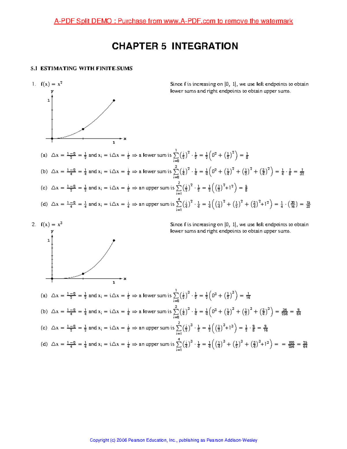 Chapter 5 Calculs - CHAPTER 5 INTEGRATION 5 ESTIMATING WITH FINITE SUMS ...