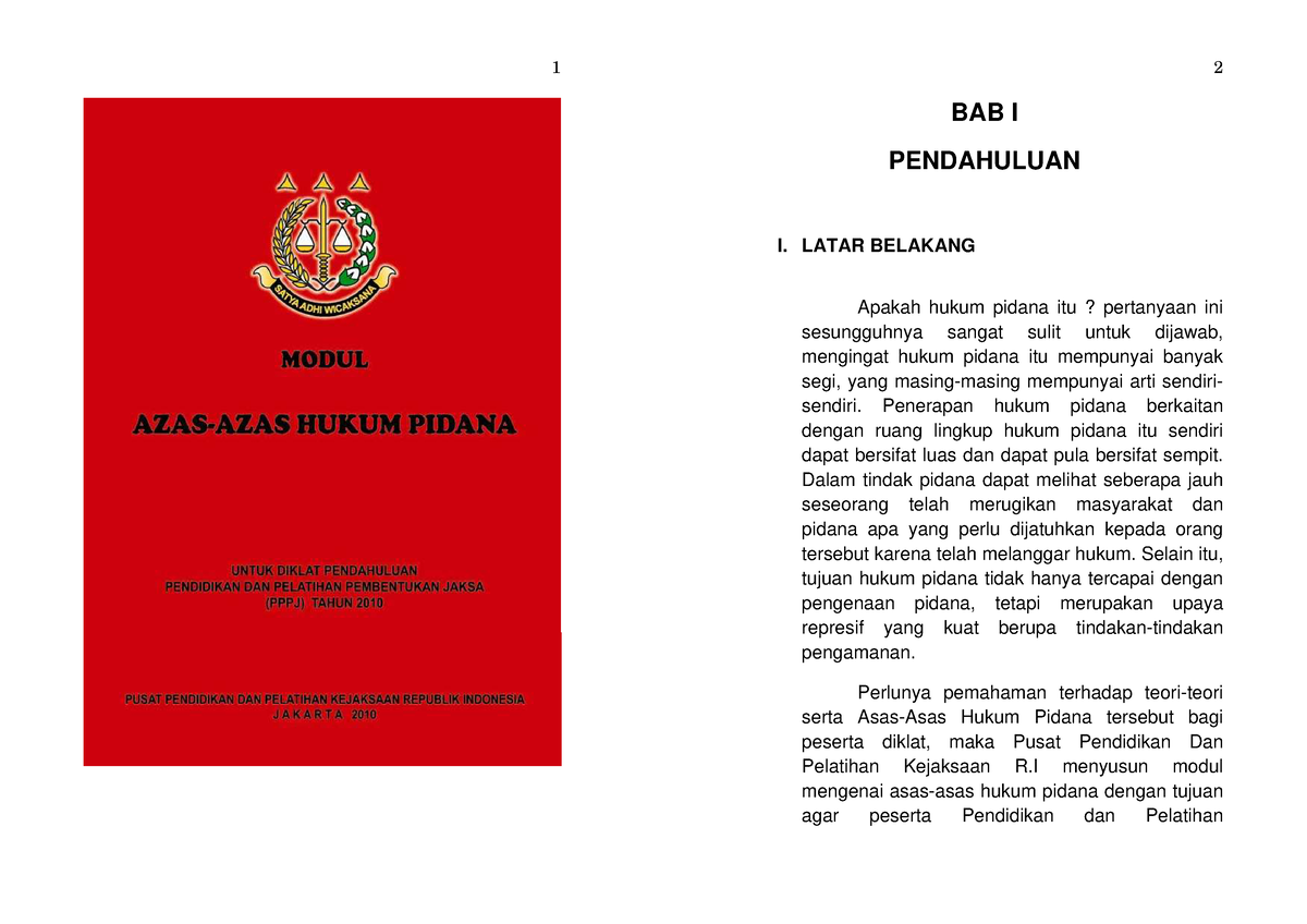 Asas Asas Hukum Pidana EBook - BAB I PENDAHULUAN I. LATAR BELAKANG ...