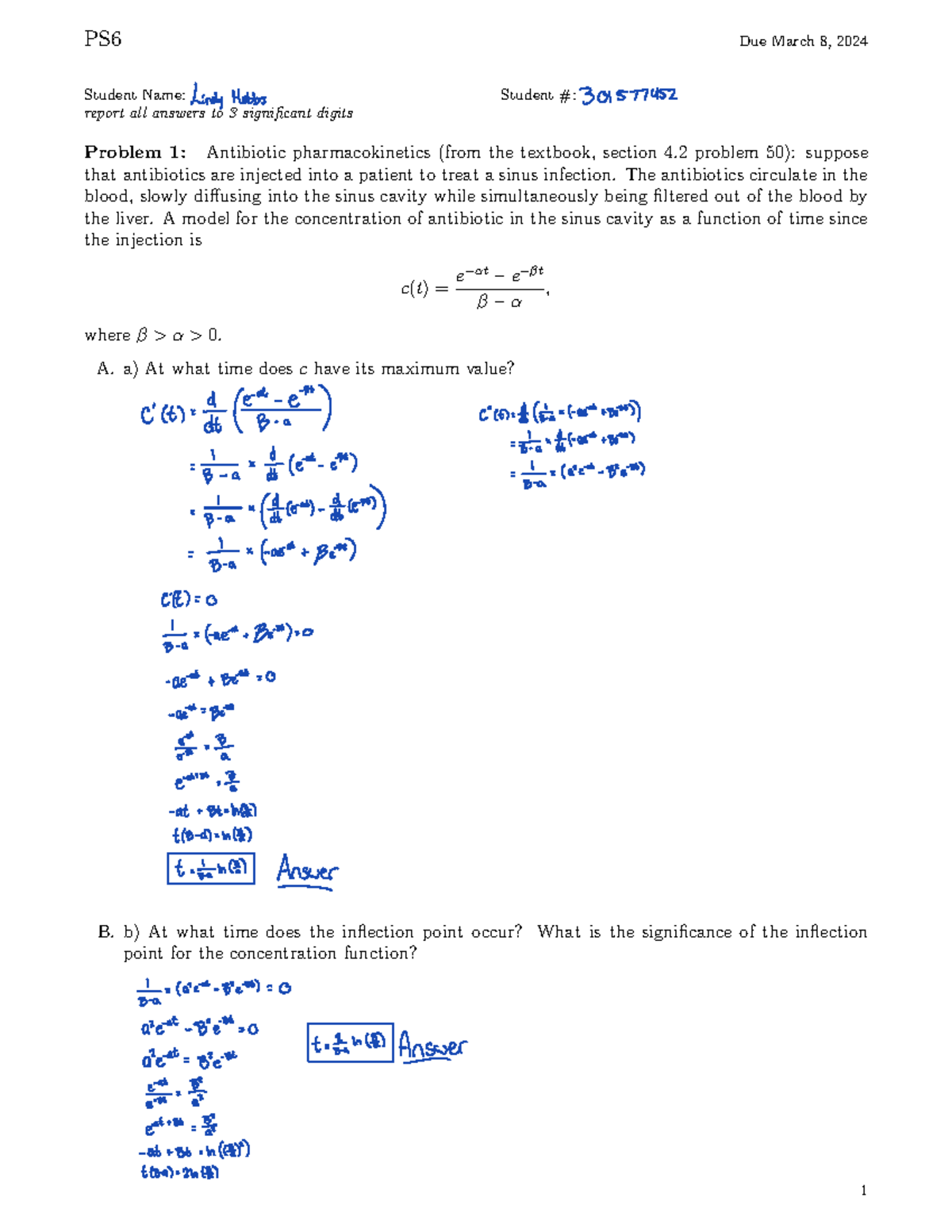 PS6 - Problem Set 6 - Student Name: Student #: Report All Answers To 3 ...