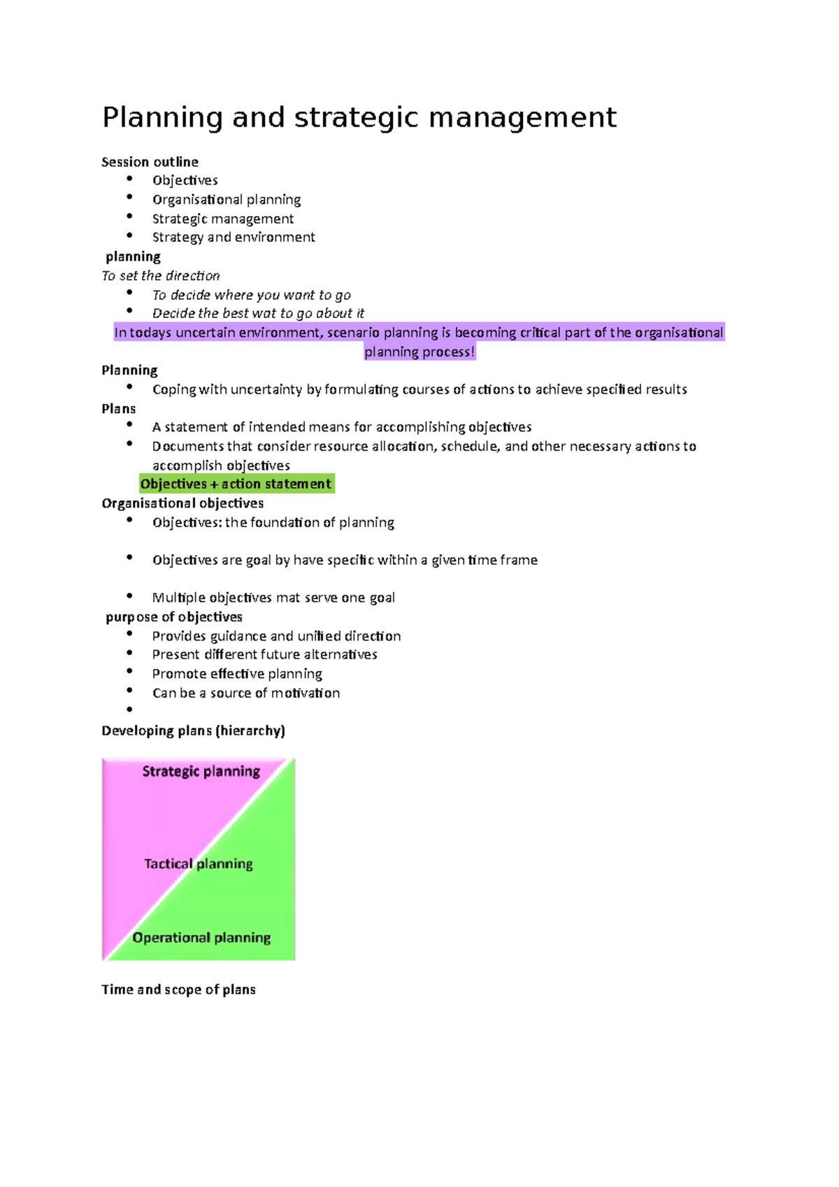 Planning and strategic management - 1004GIR - Griffith - Studocu