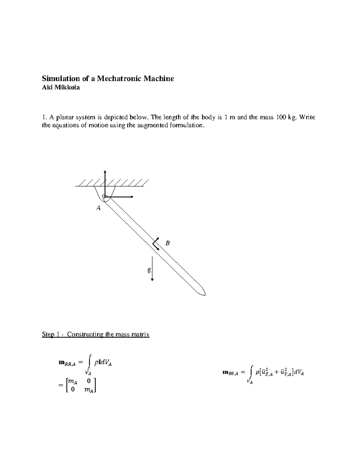Simulation of mechatronic machine, solution to assignment 7 ...
