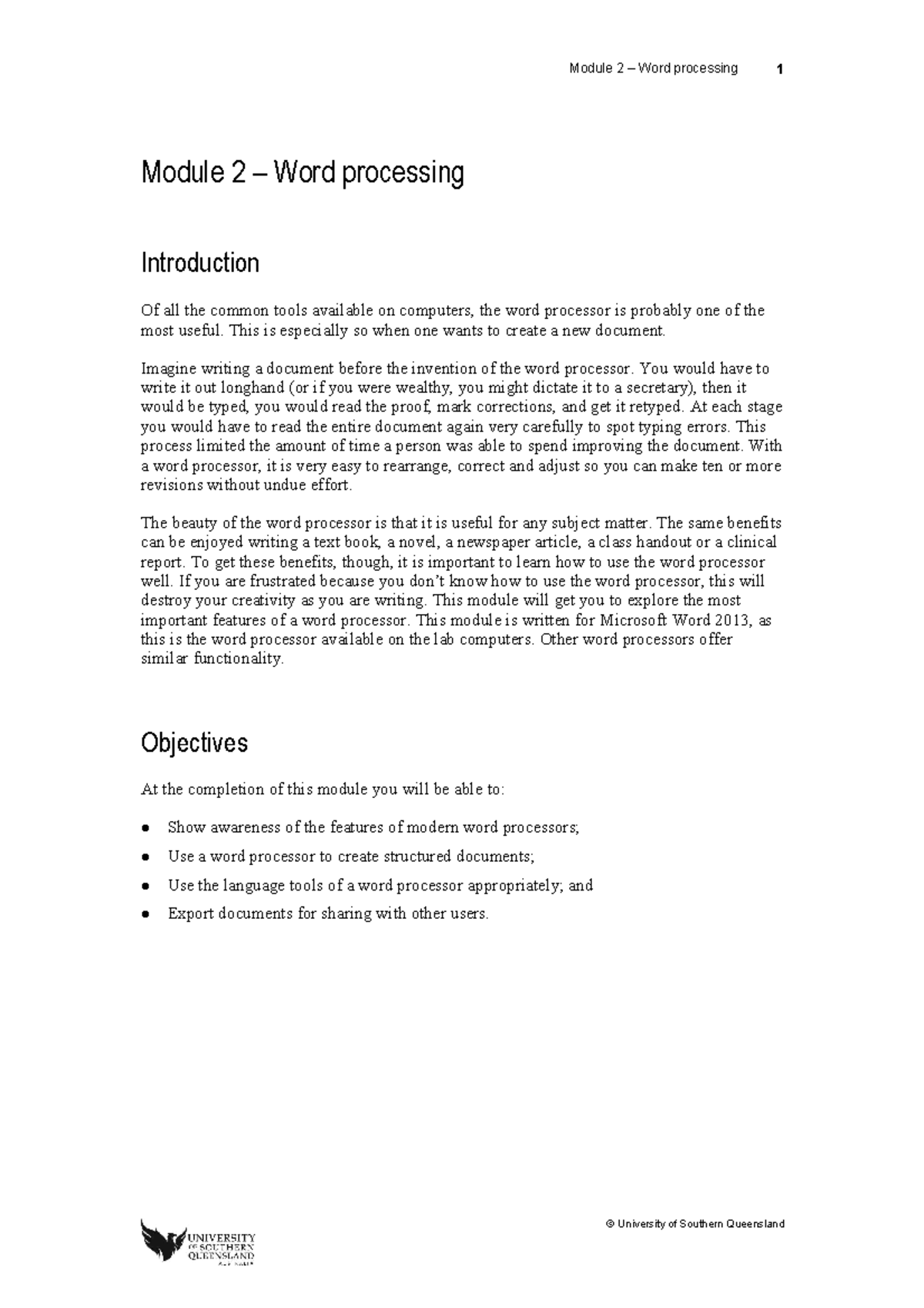 Module 02 - Module 2 Word processing 1 Module 2 Word processing ...