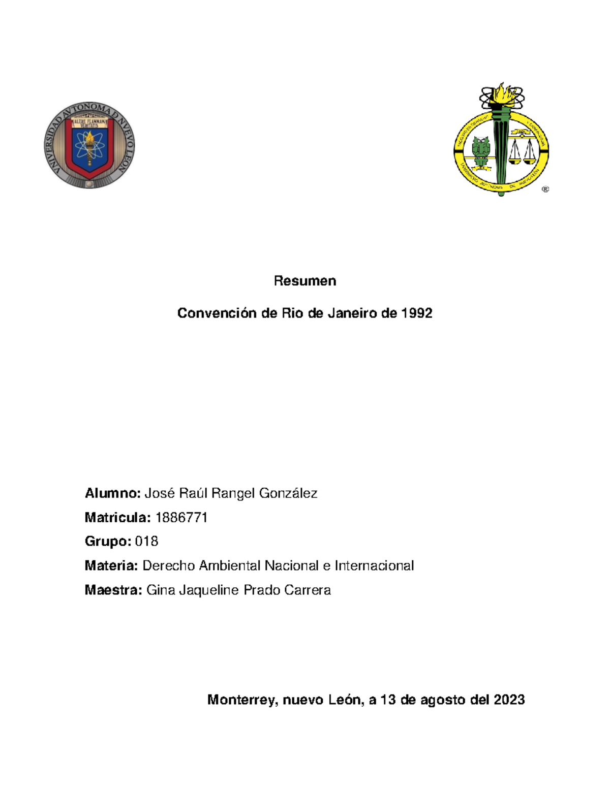 2Riode Janeiro JRRG Resumen Convención de Rio de Janeiro de 1992