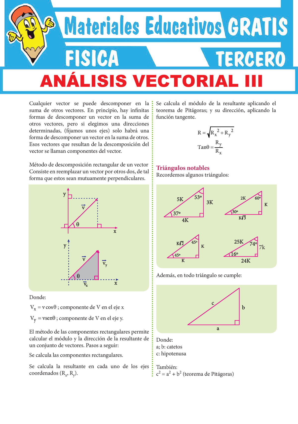 Descomposición De Vectores Para Tercer Grado De Secundaria Cualquier Vector Se Puede 1043