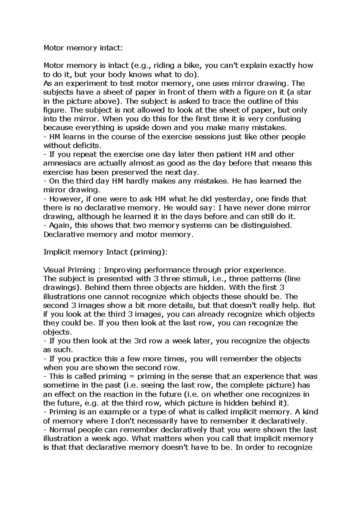 Motor memory intact - Psycho Notes - Motor memory intact: Motor memory ...