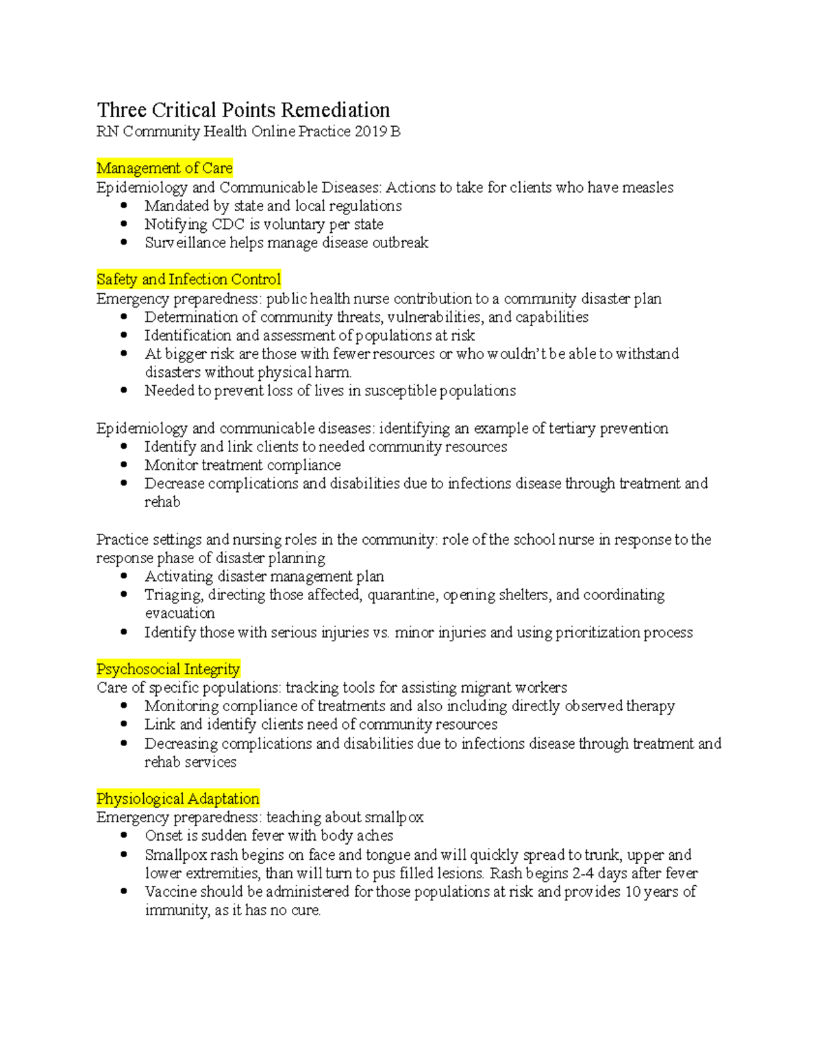 3 CP com health practice b - Three Critical Points Remediation RN ...