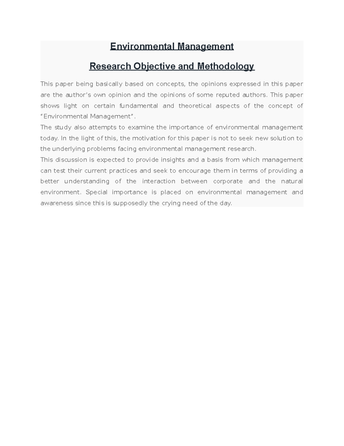 environmental management research thesis