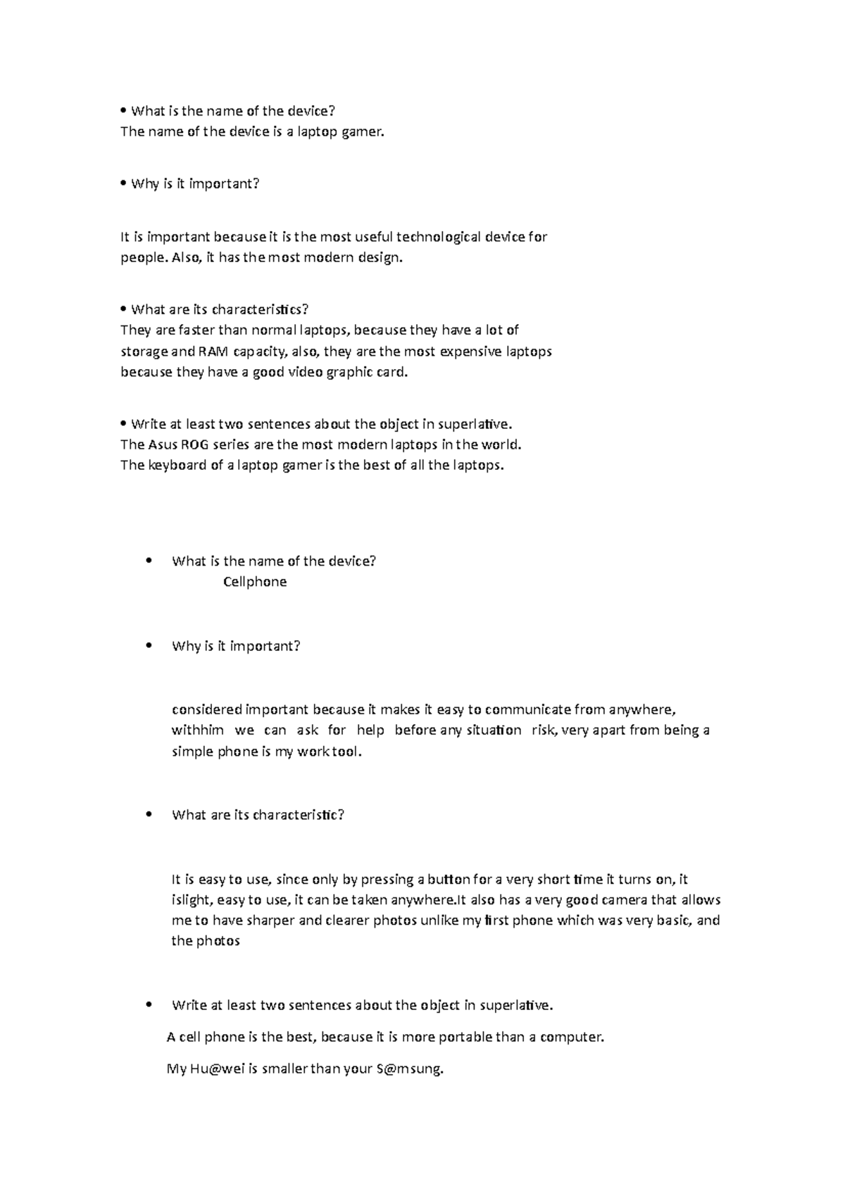 Semana 12 ingles What is the name of the device? The name of the