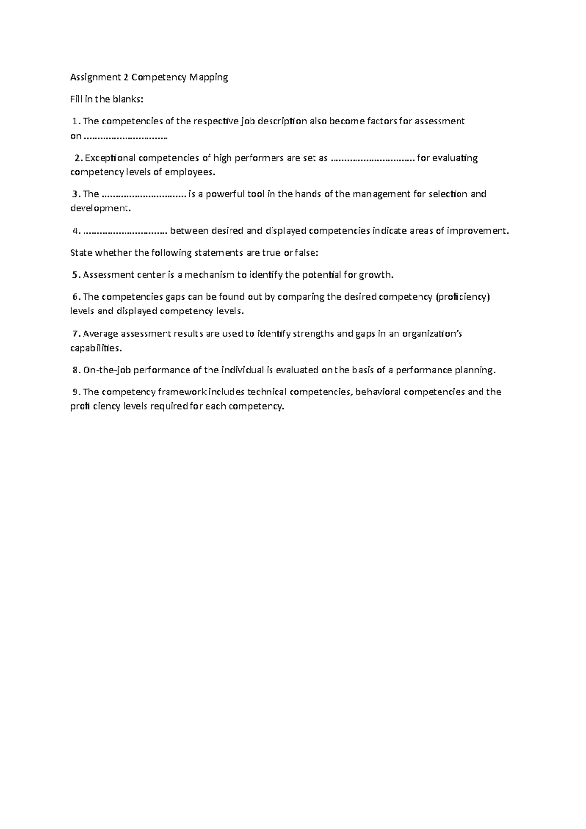 Assignment 2 Competency Mapping pm - Assignment 2 Competency Mapping ...