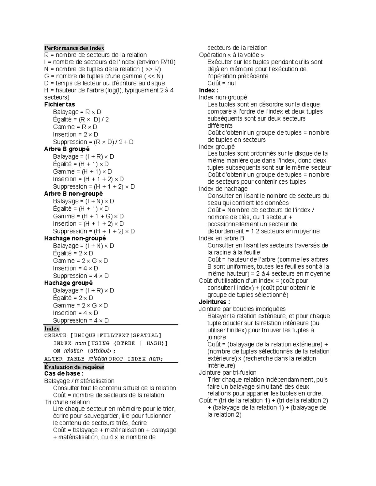 Formules - Final - Performance des index R = nombre de secteurs de la ...