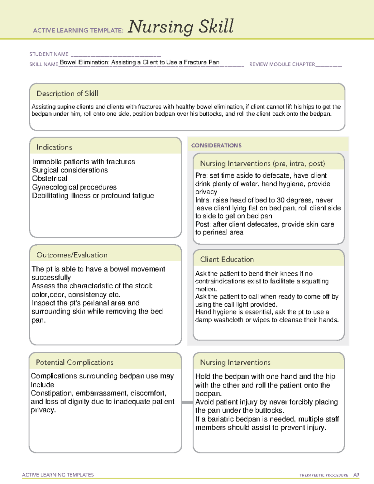 ALT Bowel Elimination Assisting a Client to Use a Fracture Pan - ACTIVE ...