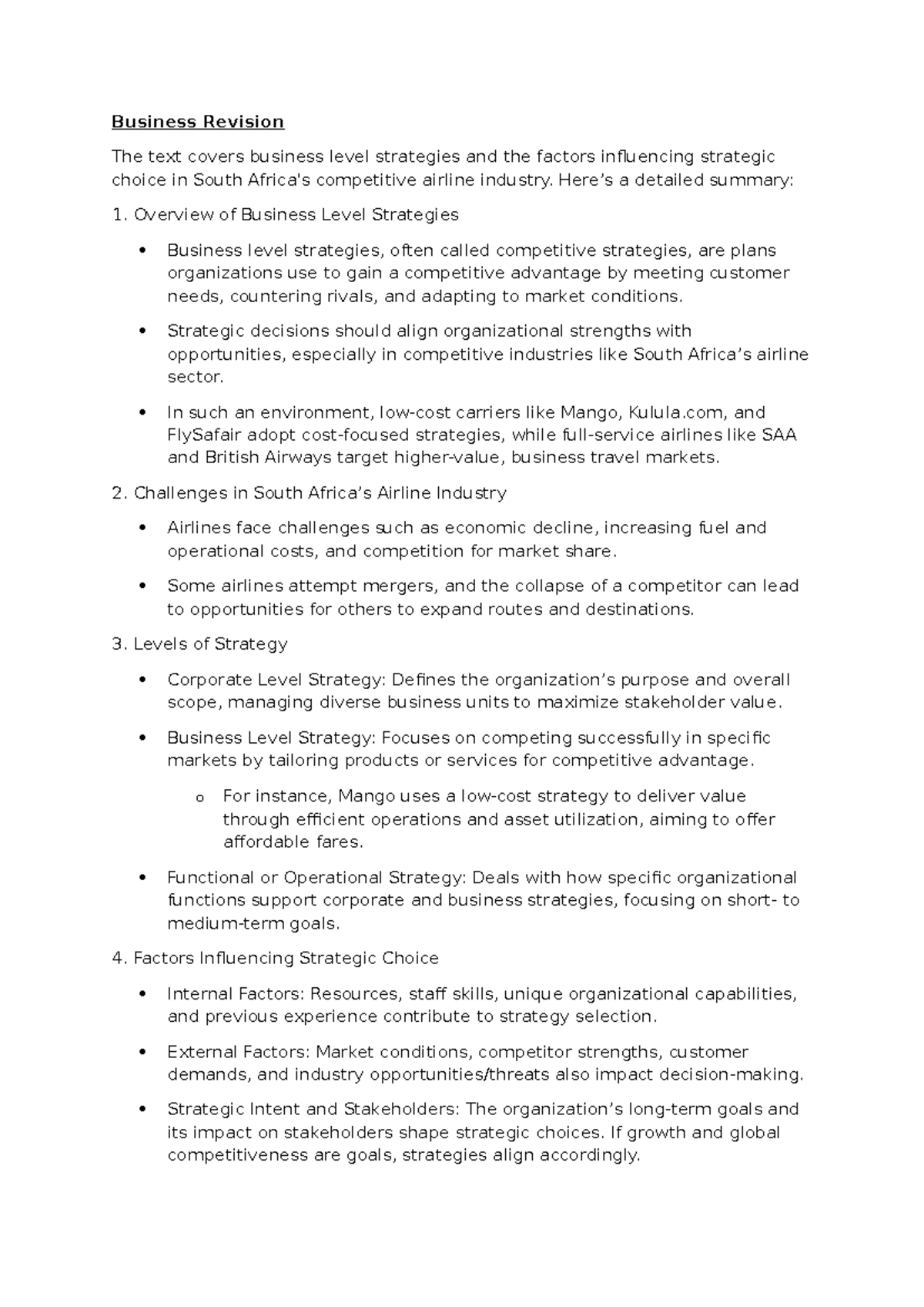 Business chapter 8 Revision - Business Revision The text covers ...