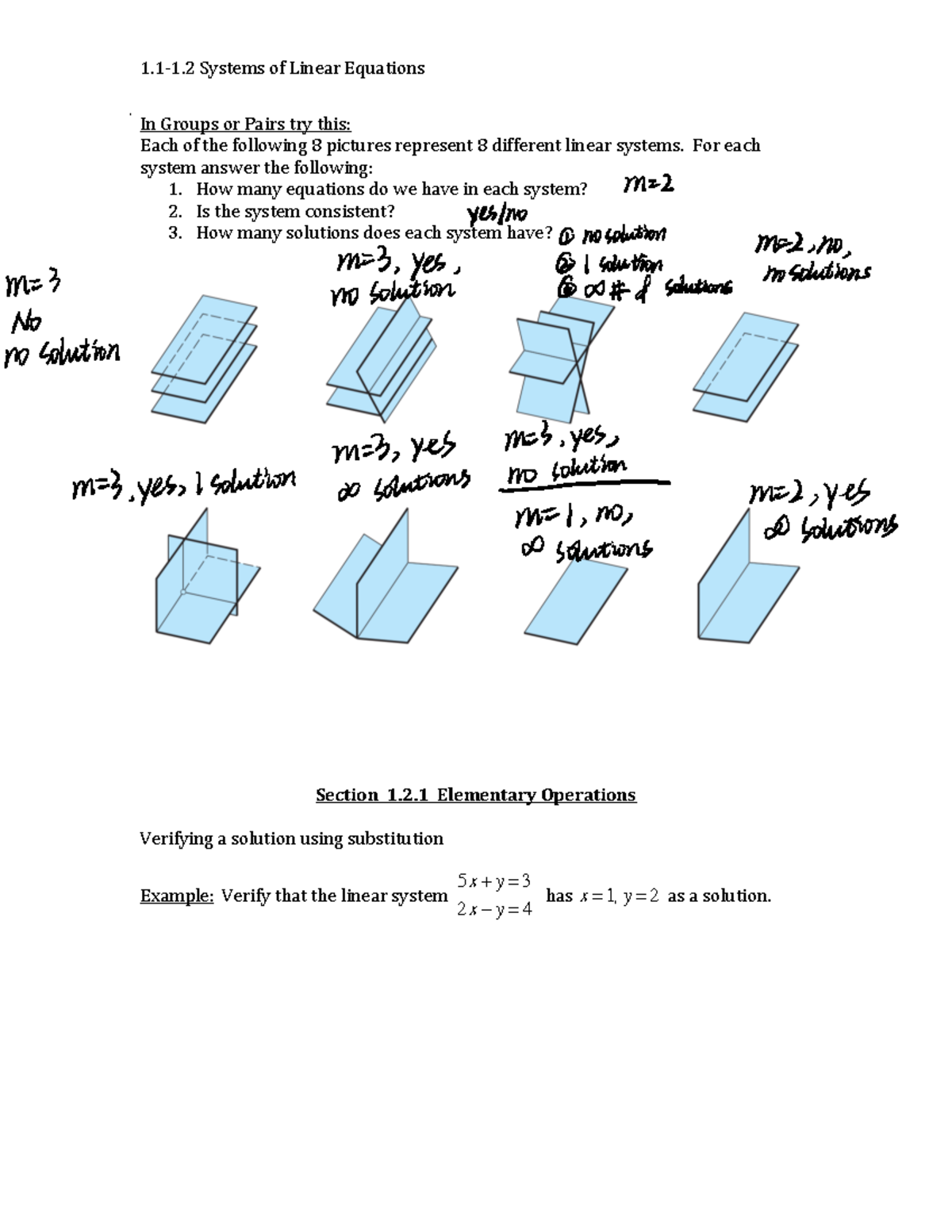 1 - Homework - 1.1-1 Systems of Linear Equations In Groups or Pairs try ...