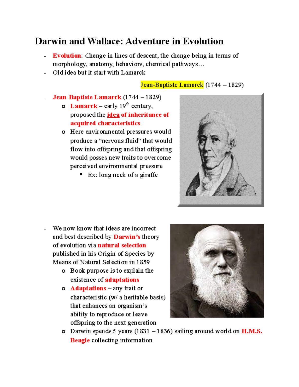 Biology Exam 3 notes - Dieringer - Darwin and Wallace: Adventure in ...