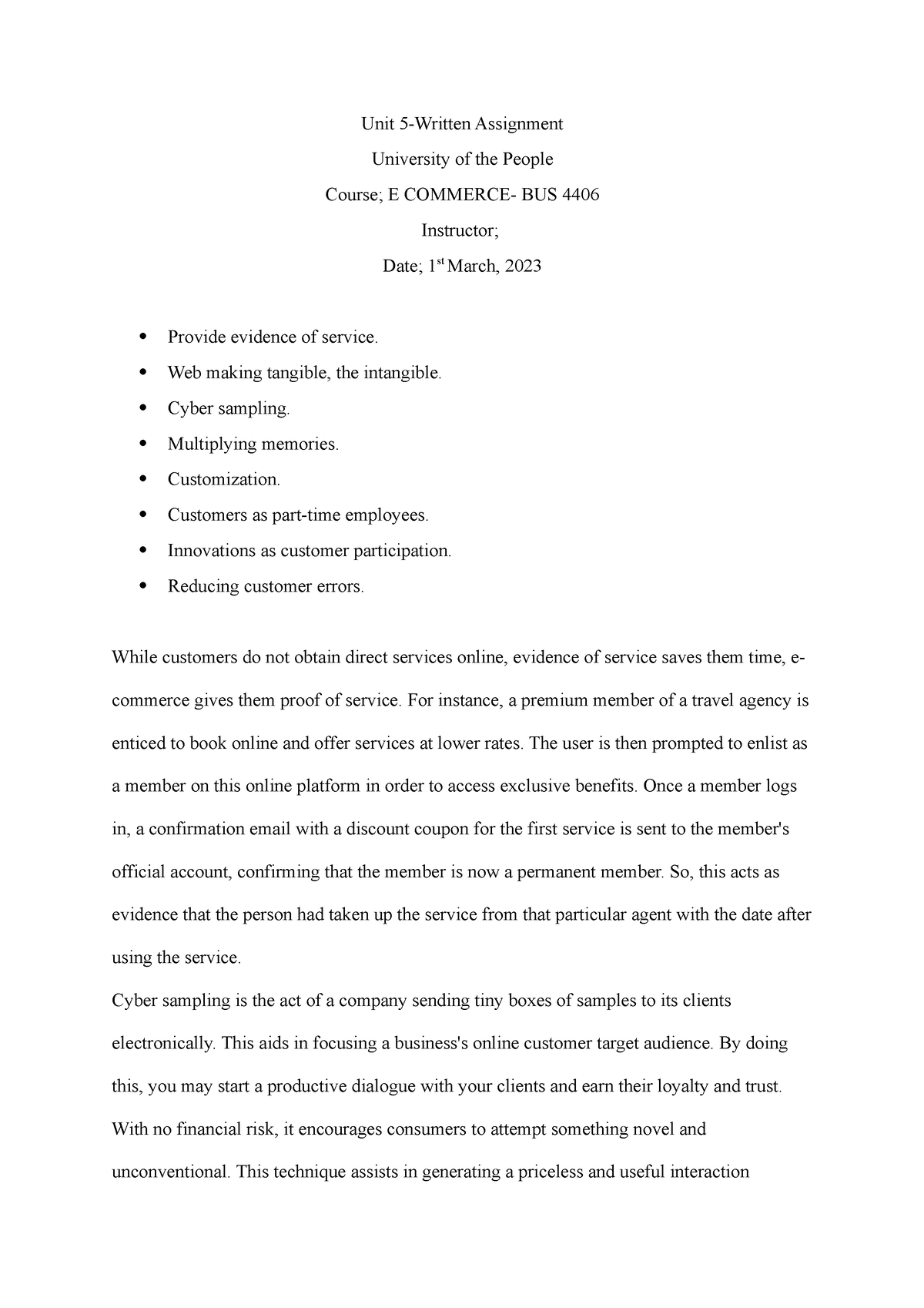 UNIT 5-Bus 2202 Written - Unit 5-Written Assignment University Of The ...