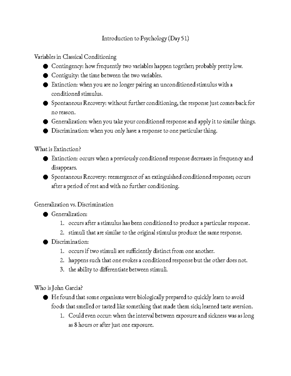 Introduction to Psychology (Day 51) Contiguity the time between the