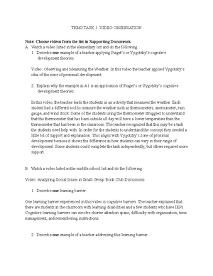 D307 Task 1 - Task 1 - Ashley Johnson SID 011189108 Educational ...