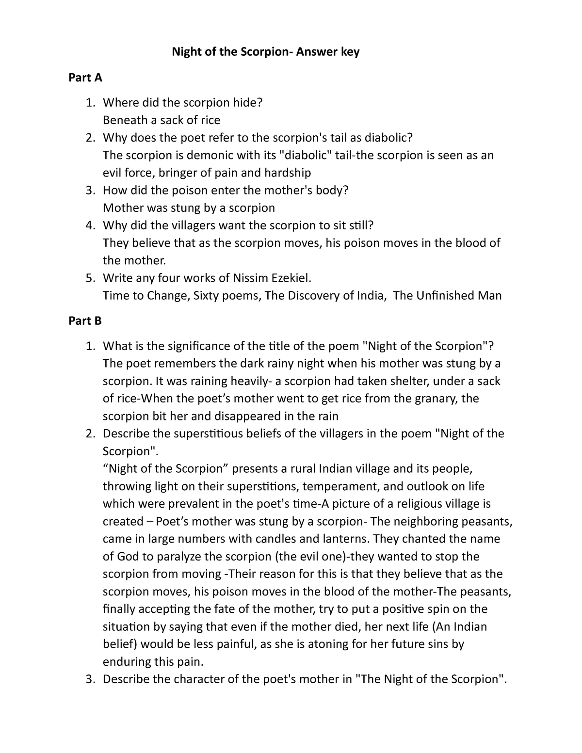 Night Of The Scorpion Answer Key Copy Night Of The Scorpion Answer