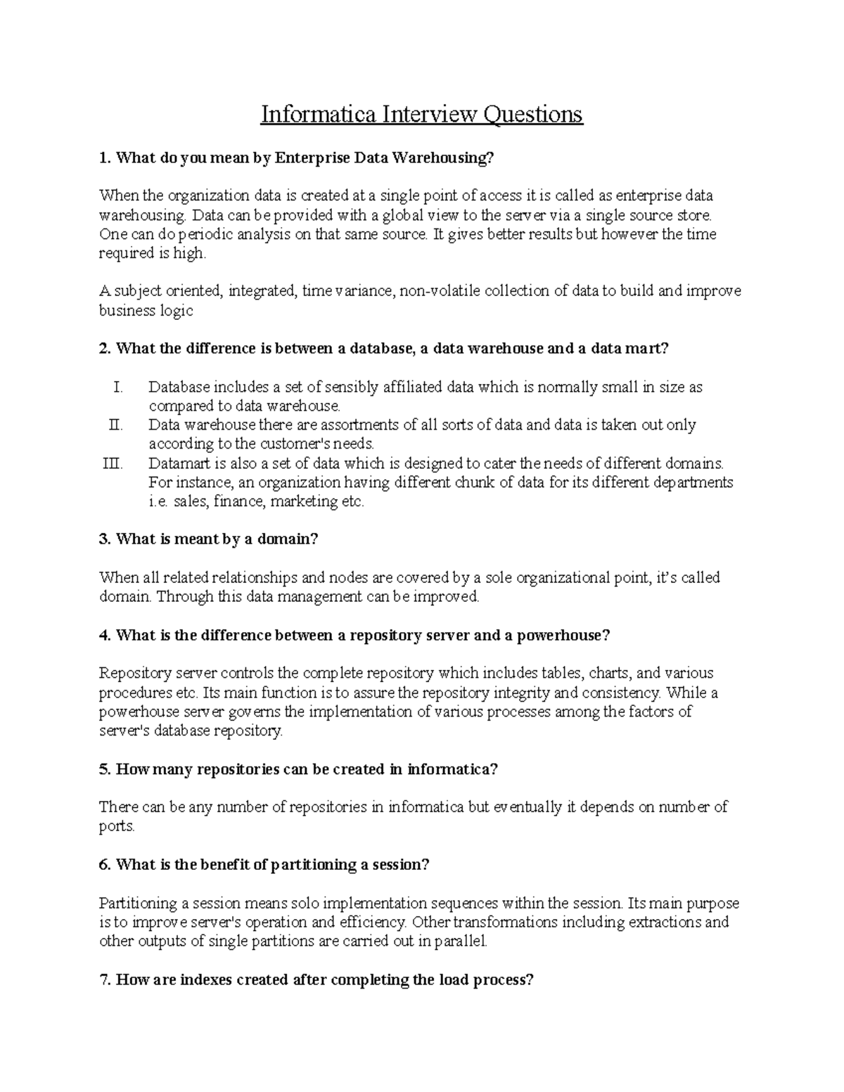 Informatica Interview Questions - What do you mean by Enterprise Data ...