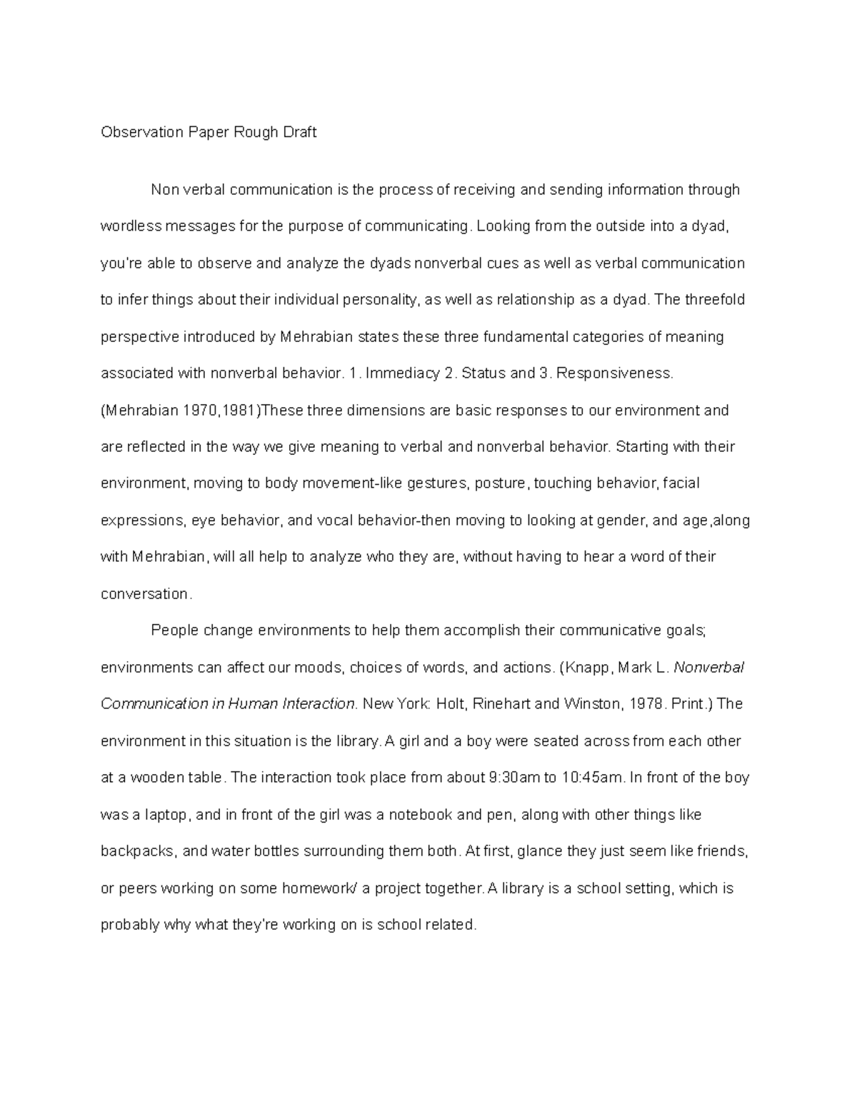 Observation Paper Rough Draft - Looking from the outside into a dyad ...