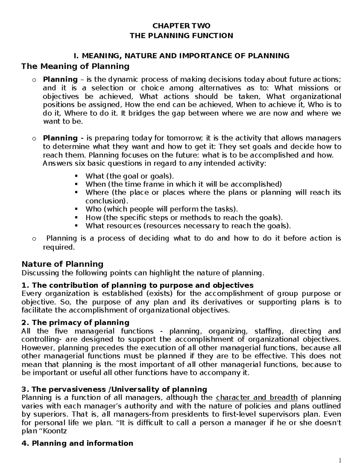 Chapter 3 management edited - CHAPTER TWO THE PLANNING FUNCTION I ...