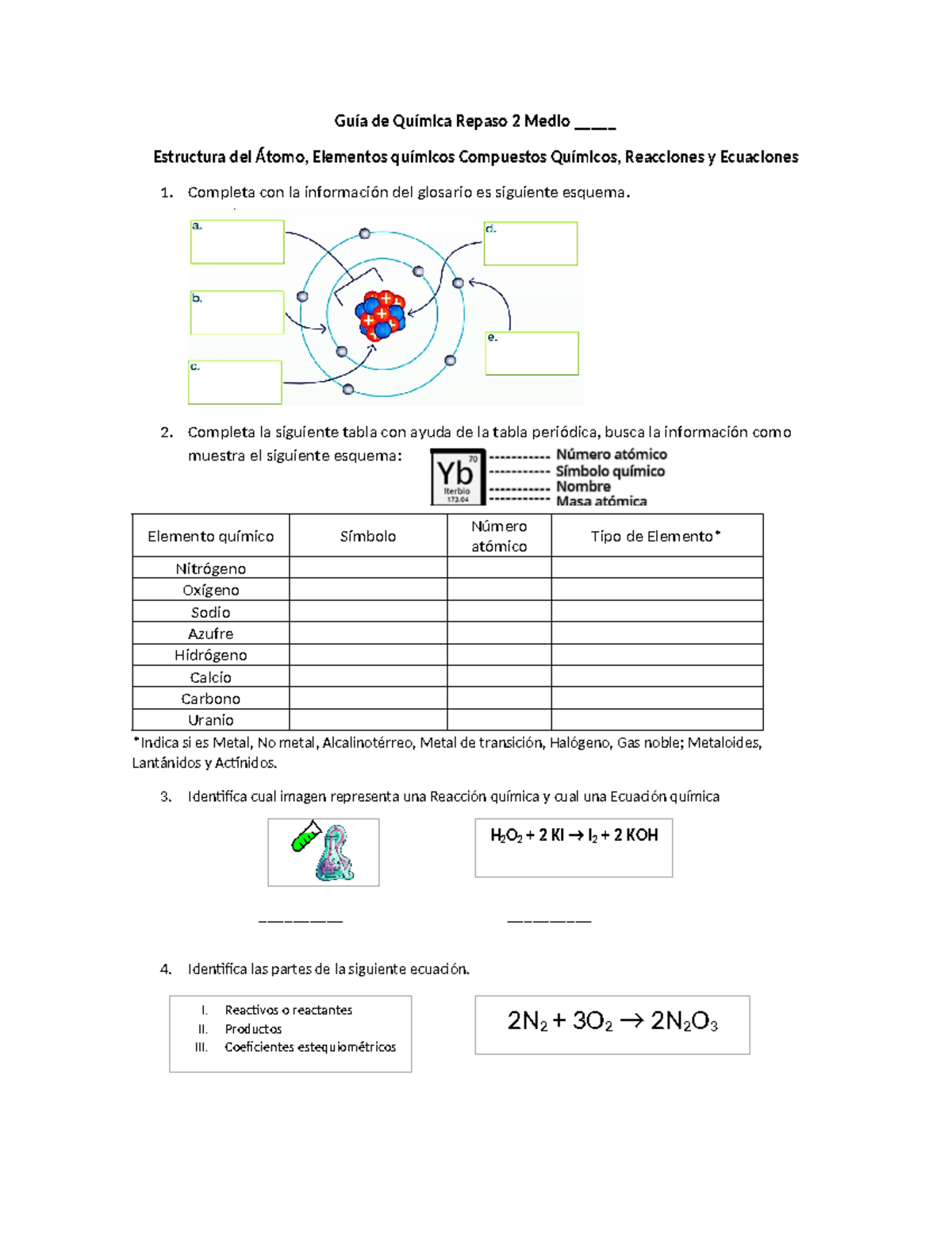 Guía De Química Repaso 2 Medio 2024 - Guía De Química Repaso 2 Medio ...