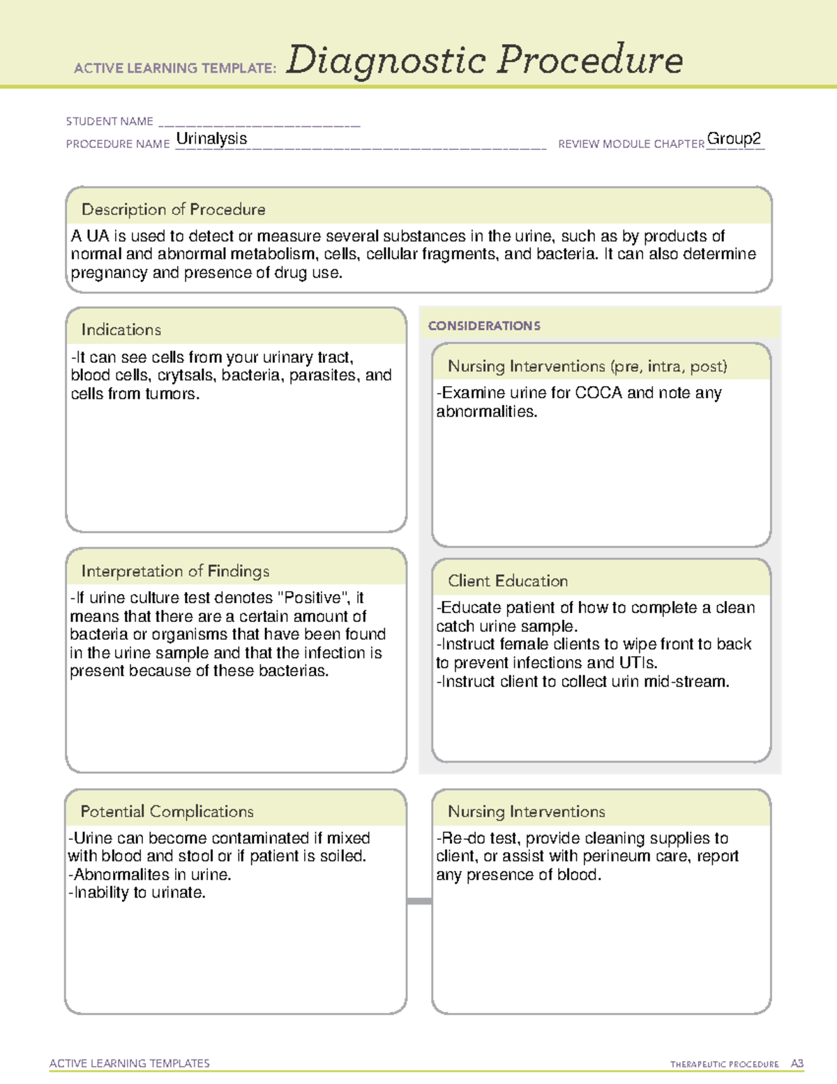 Urinalysis Diagnostic Procedure 05 - ACTIVE LEARNING TEMPLATES ...