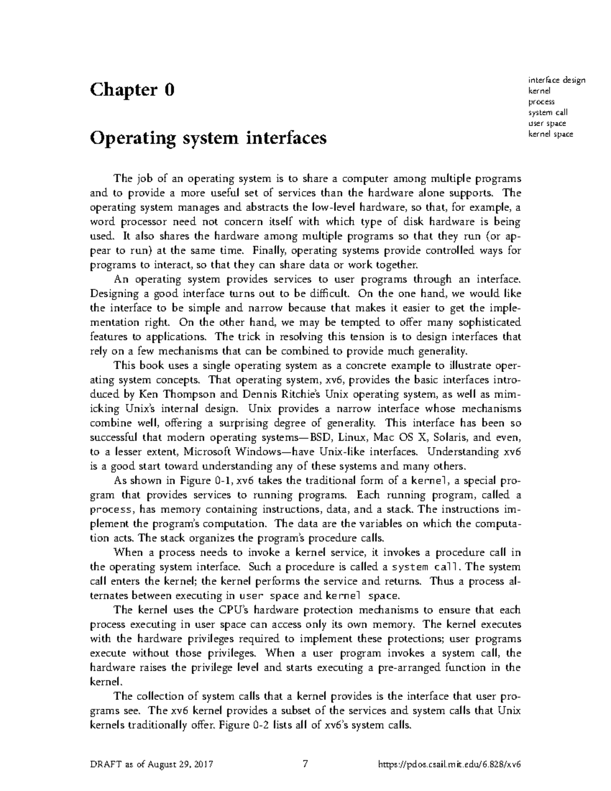 Operating system interfaces Chapter 0 Operating system interfaces The