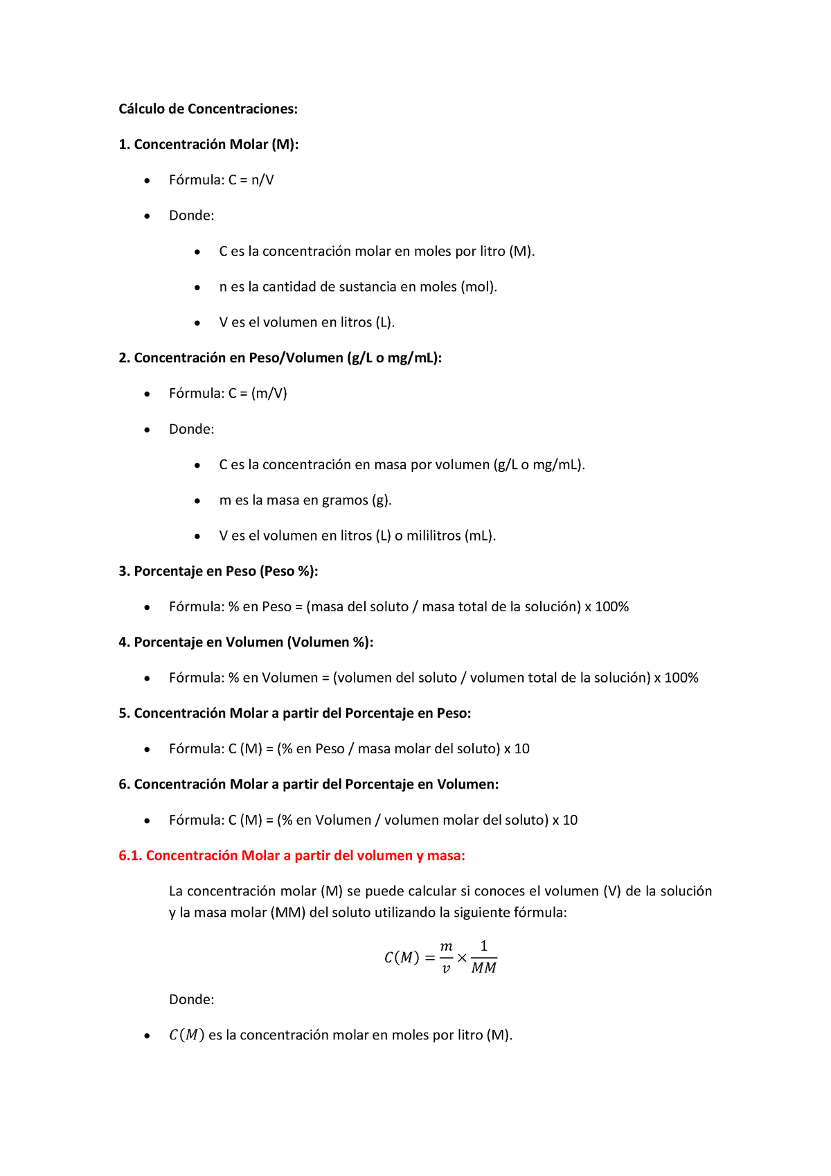 Calculations - Apuntes De Concentraciones Químicas - Cálculo De ...