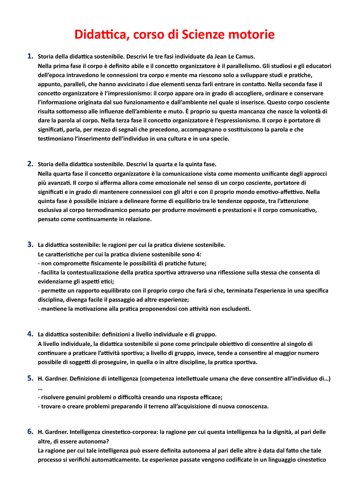 Didattica Scienze Motorie - Didattica, Corso Di Scienze Motorie 1 ...