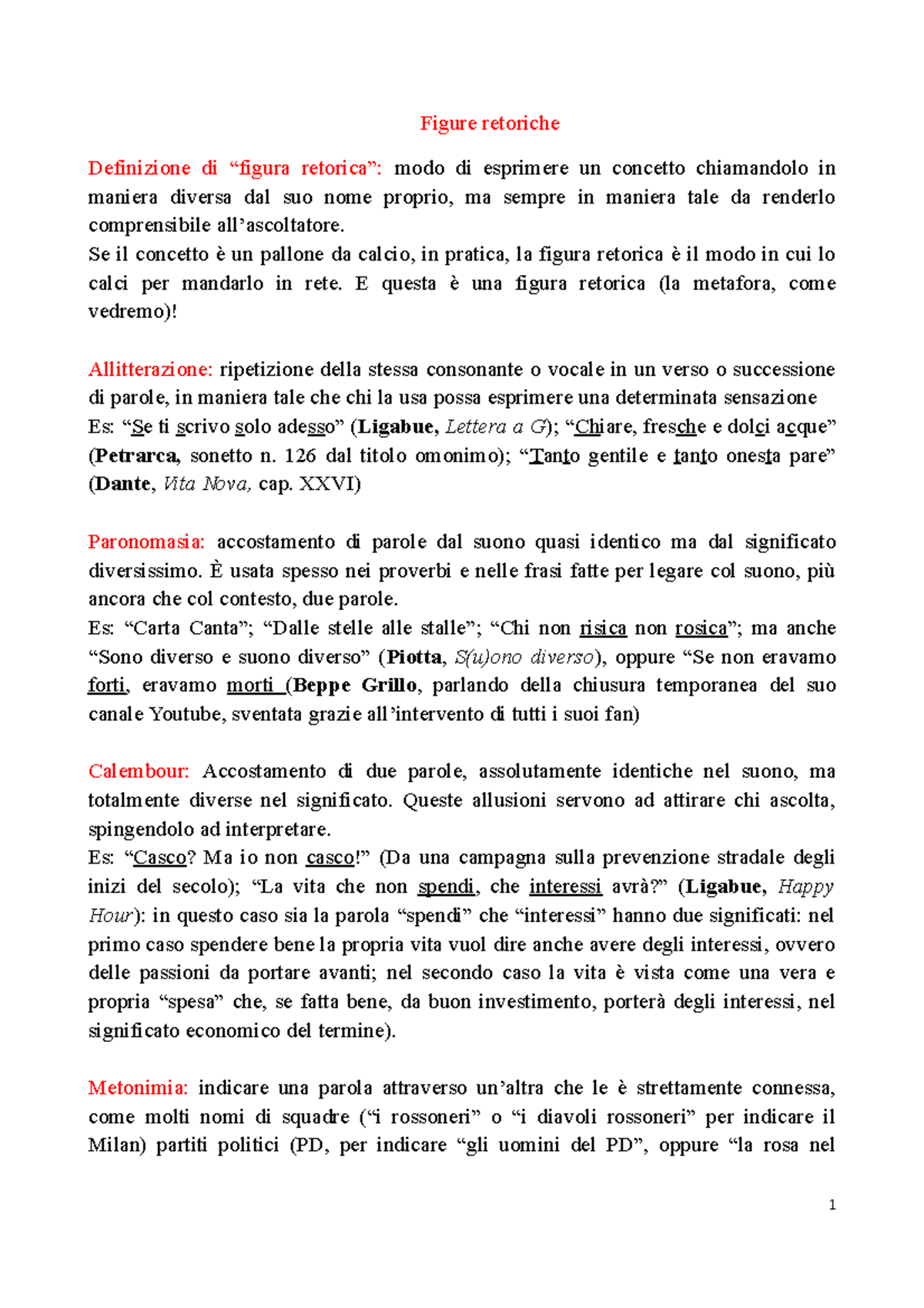 Le figure retoriche Figure retoriche Definizione di “figura retorica