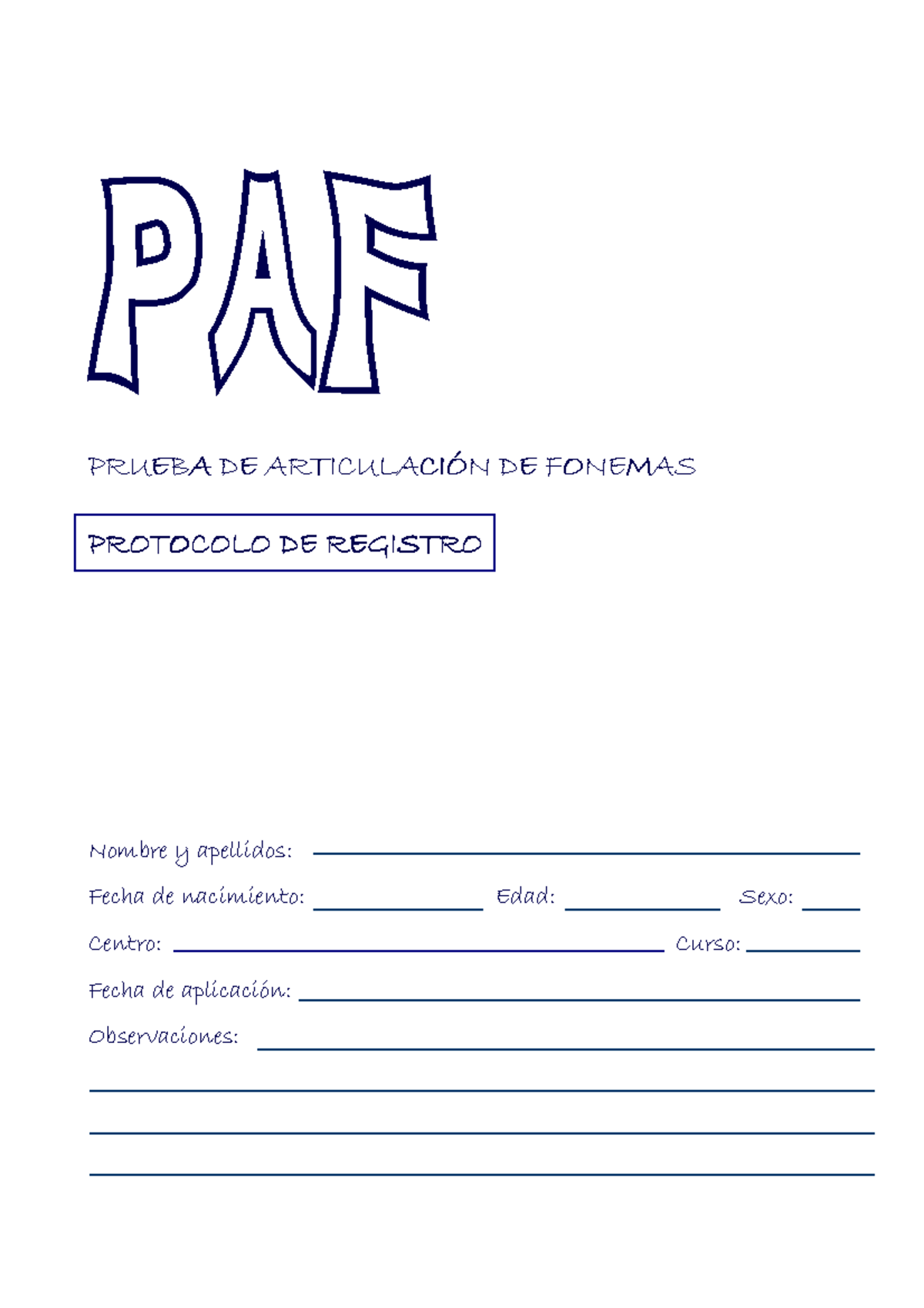 PAF - Es un instrumento - PAF - Studocu