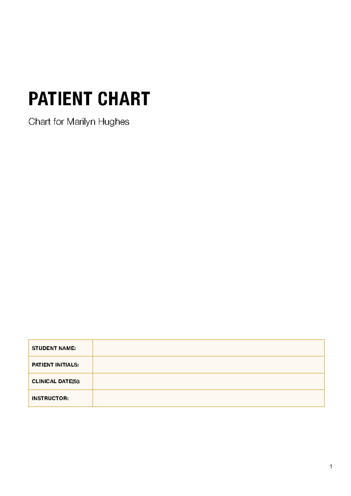 Patient Chart for Marilyn Hughes - Studocu