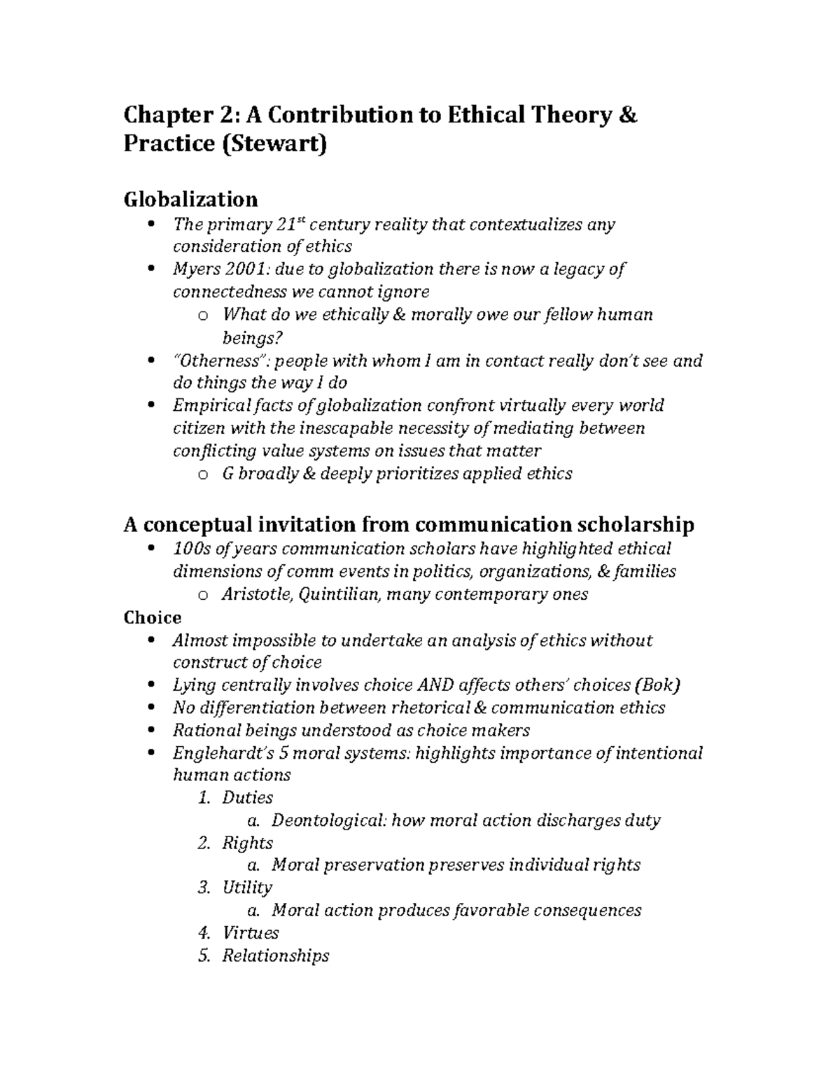 Textbook notes - Summary The Handbook of Communication Ethics - Chapter ...