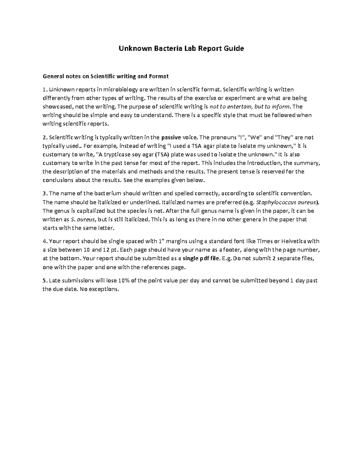 Unknown Report Guide-Moraine 2021 - Unknown Bacteria Lab Report Guide ...