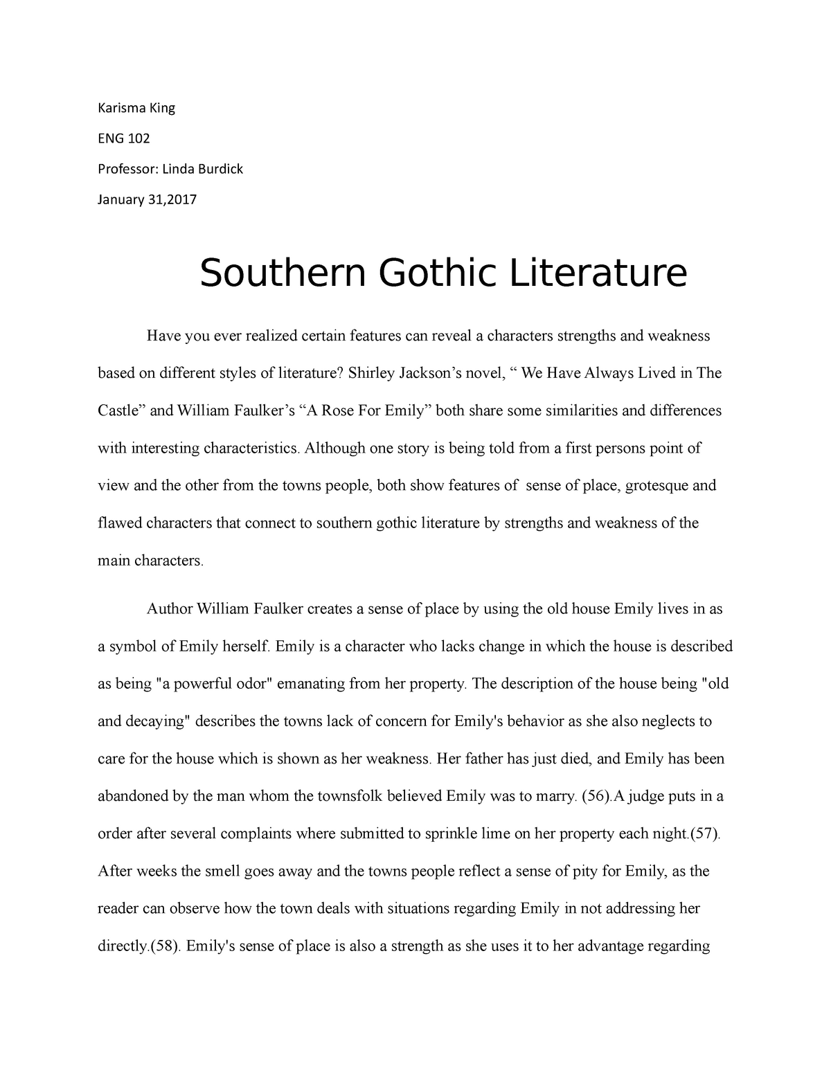 gothic literature essay topics