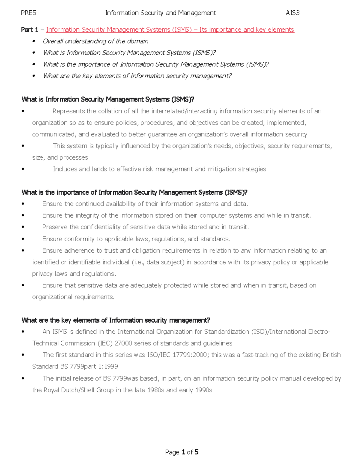 1 & 2.docx · version 1 - None - Part 1 – Information Security ...