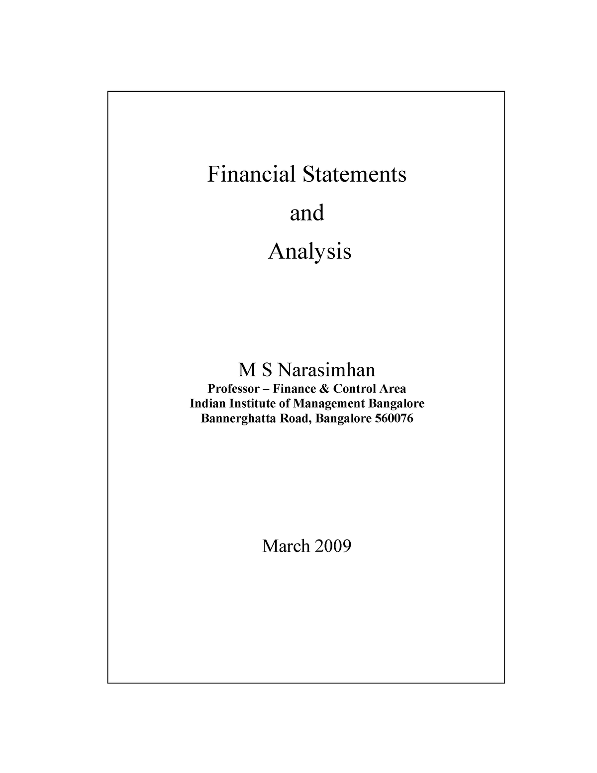 101542349 Financial Statements And Analysis IIMB - - Studocu