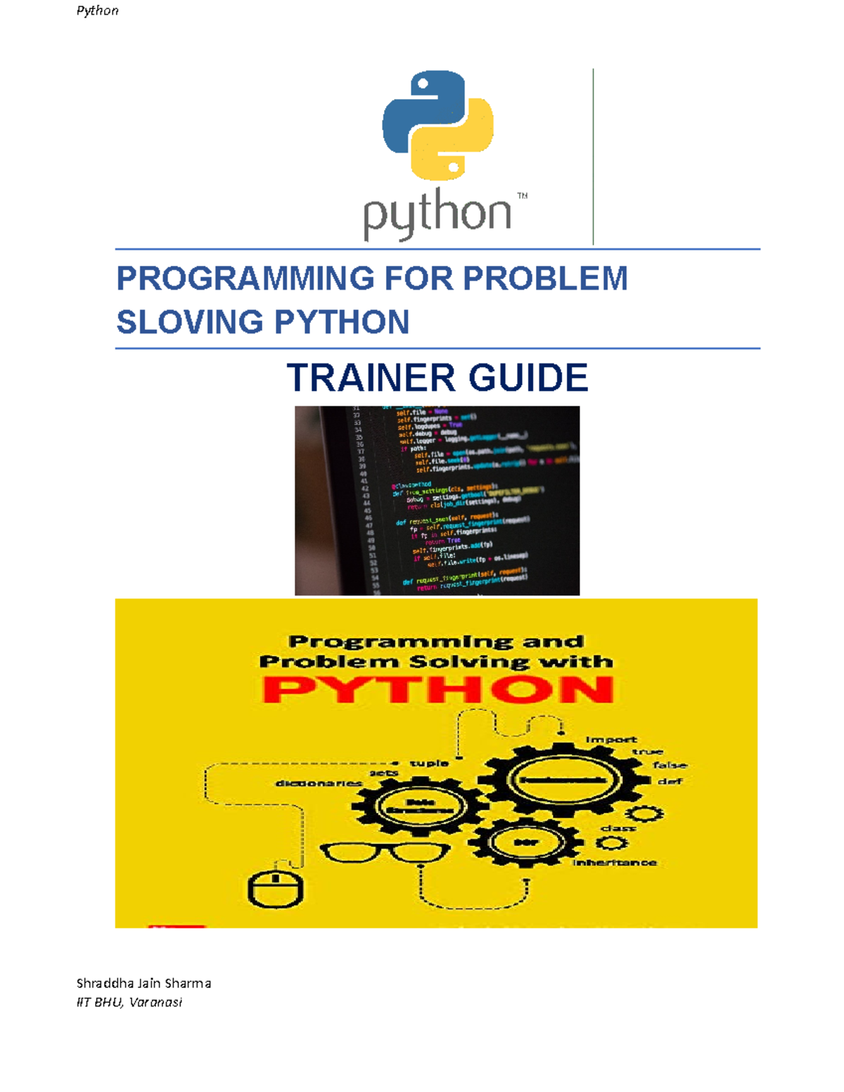 Python Trainer Guide - PROGRAMMING FOR PROBLEM SLOVING PYTHON TRAINER ...