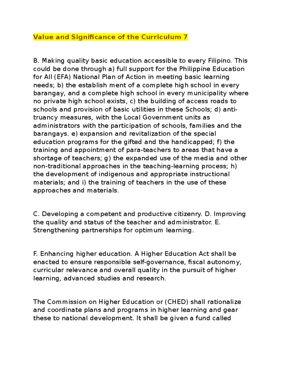 Cur. Development Making-Quality-Education - Value and Significance of ...