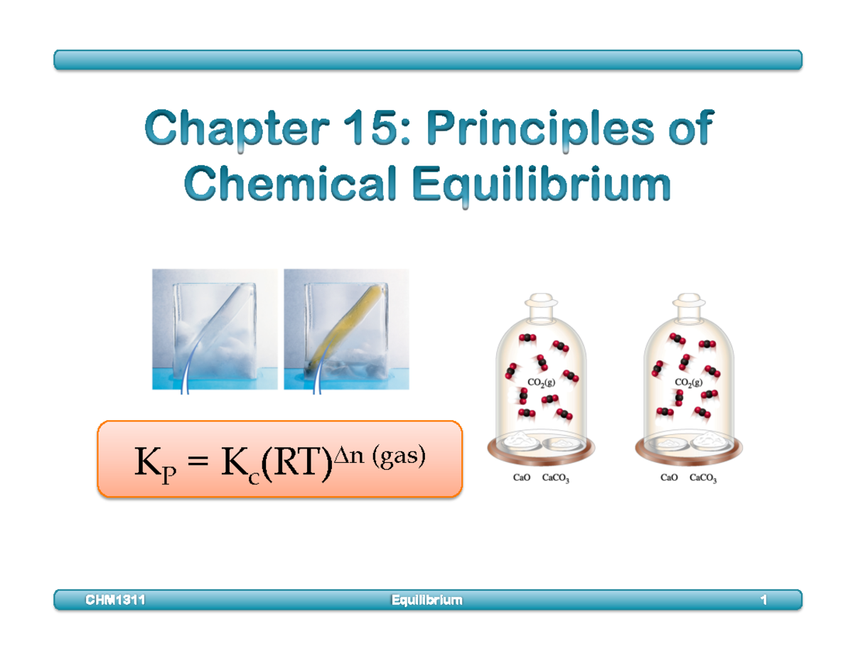 2018 +L6+Chapter+15 - cam - KP (gas) CHM1311 Equilibrium 1 so far, we ...