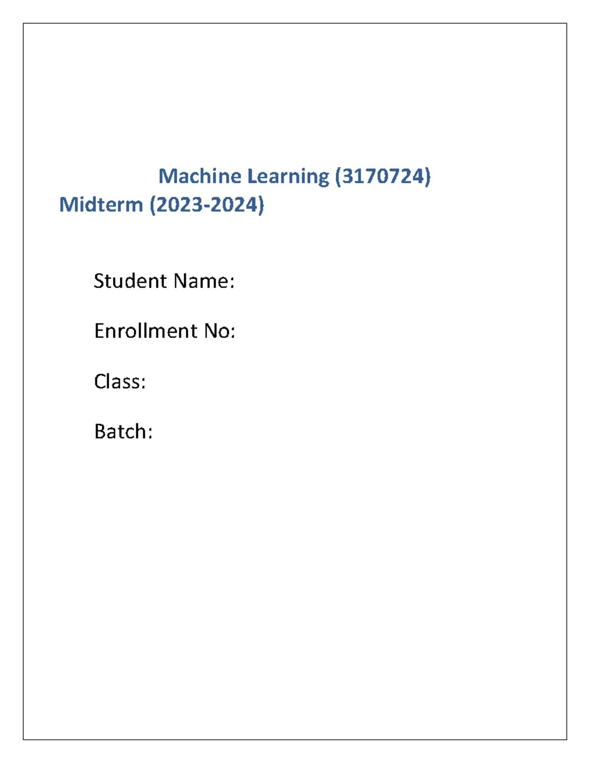Solved Assignment -ML-7EC1 & 7EC2 - Machine Learning (3170724) Midterm ...