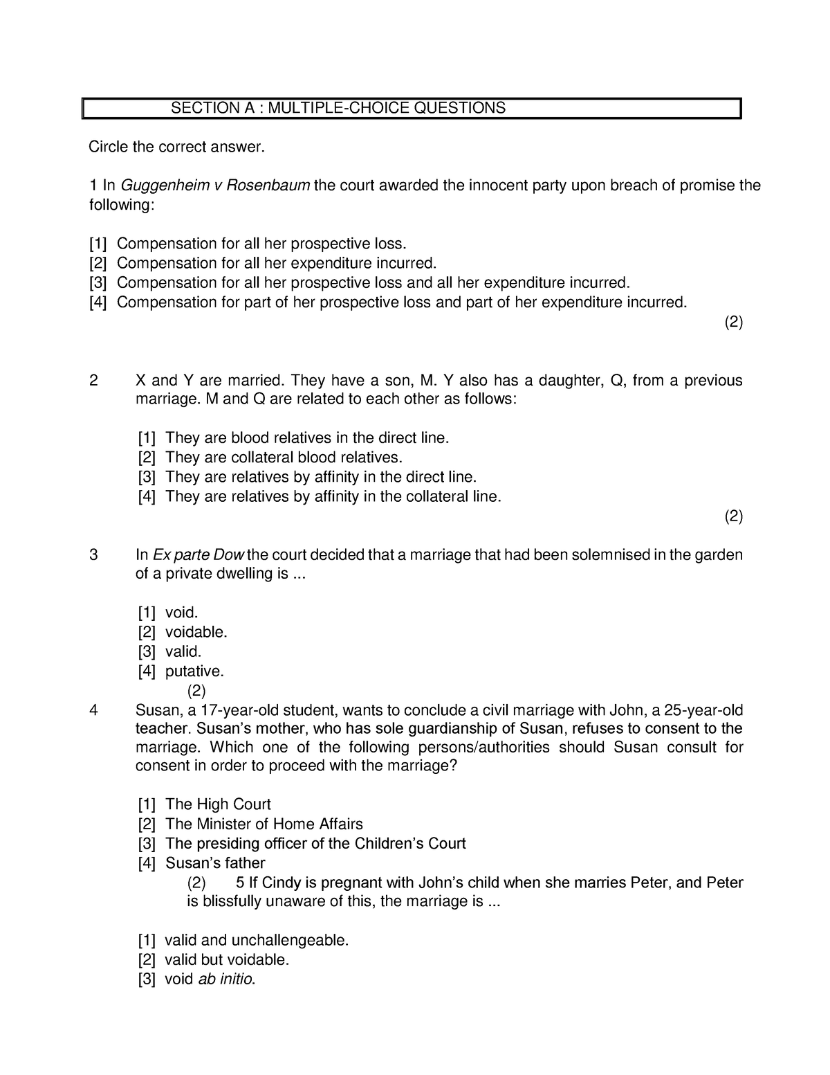 PVL 2601 Revision Paper AND Solutions - SECTION A : MULTIPLE-CHOICE ...