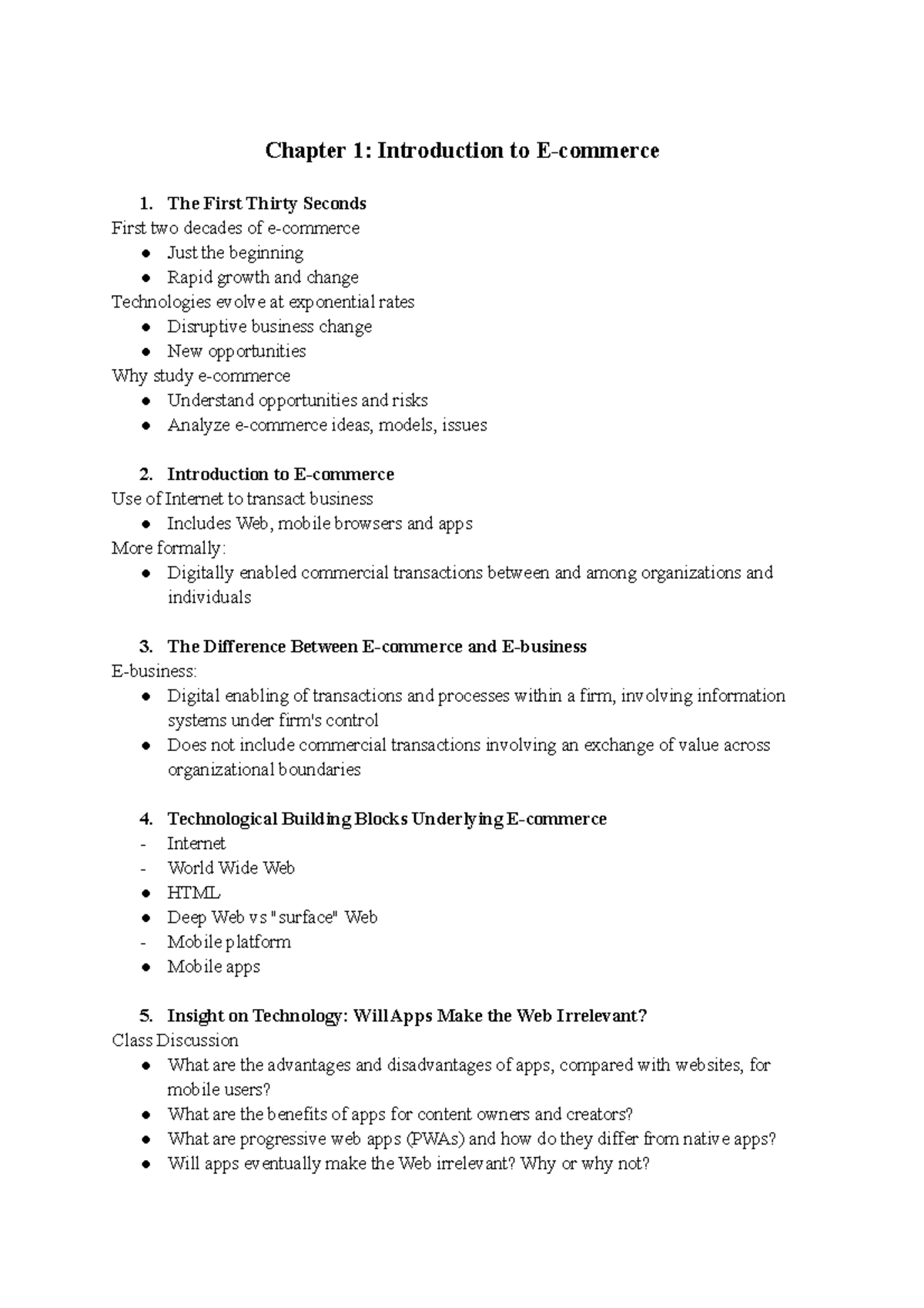 TÀI LIỆU E Commerce Chapter 1 Introduction to The First
