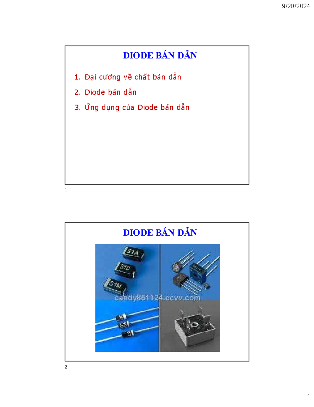 2. Diode bán dẫn - ky thuat dien tu - DIODE BÁN DẪN 1. Đại cương về ...