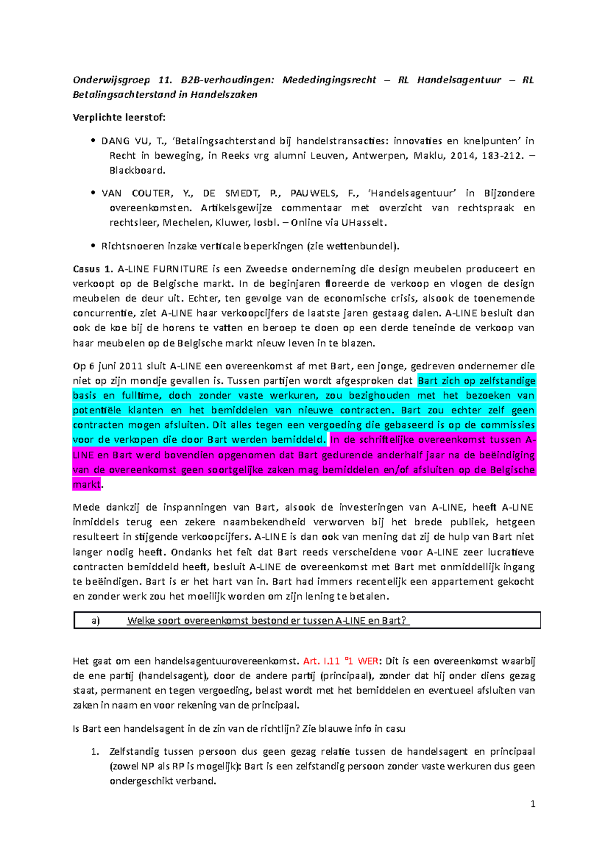 OG 11 Zaken- En Contractenrecht - Onderwijsgroep 11. B2B-verhoudingen ...