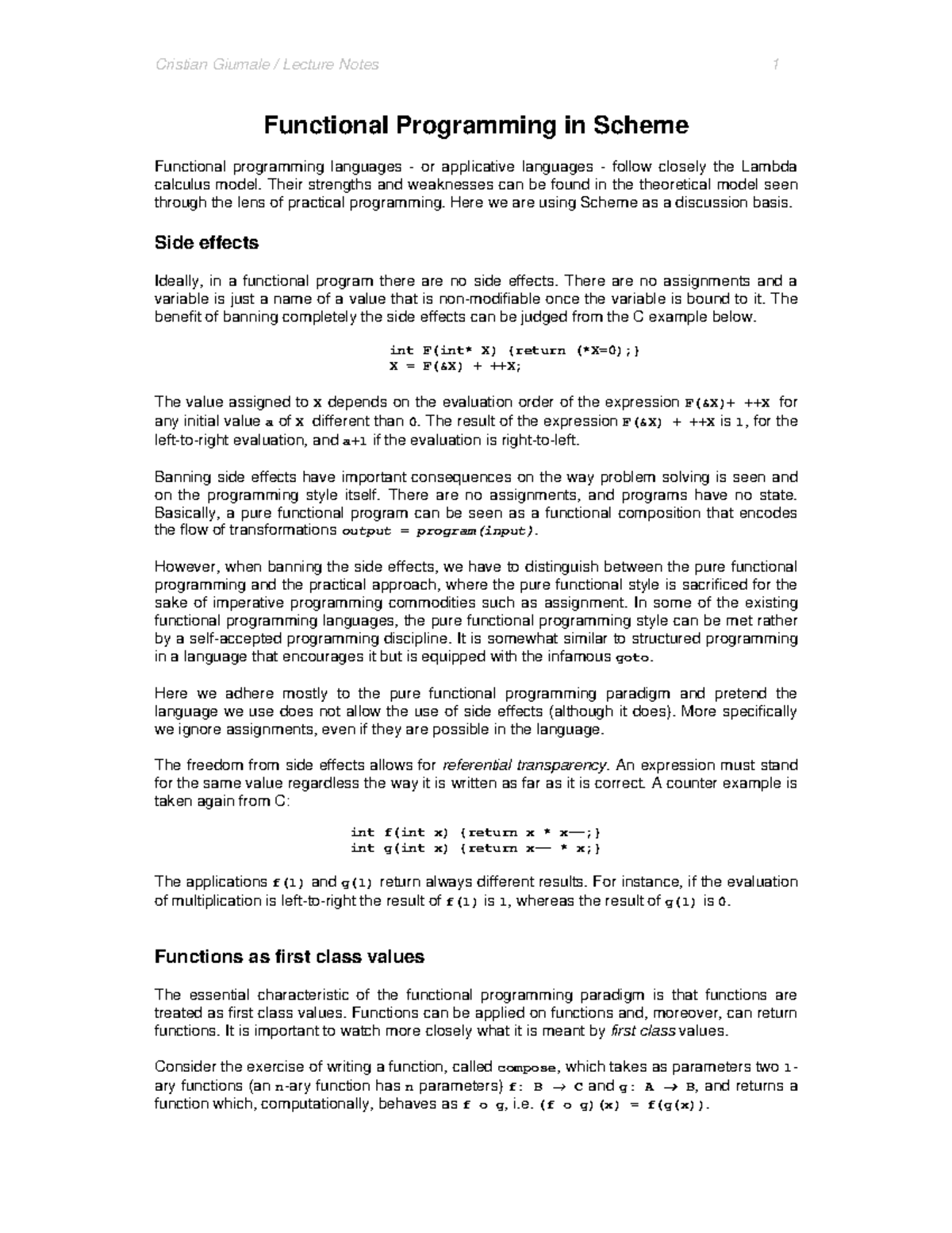 03 - Scheme - Functional Programming In Scheme Functional Programming ...