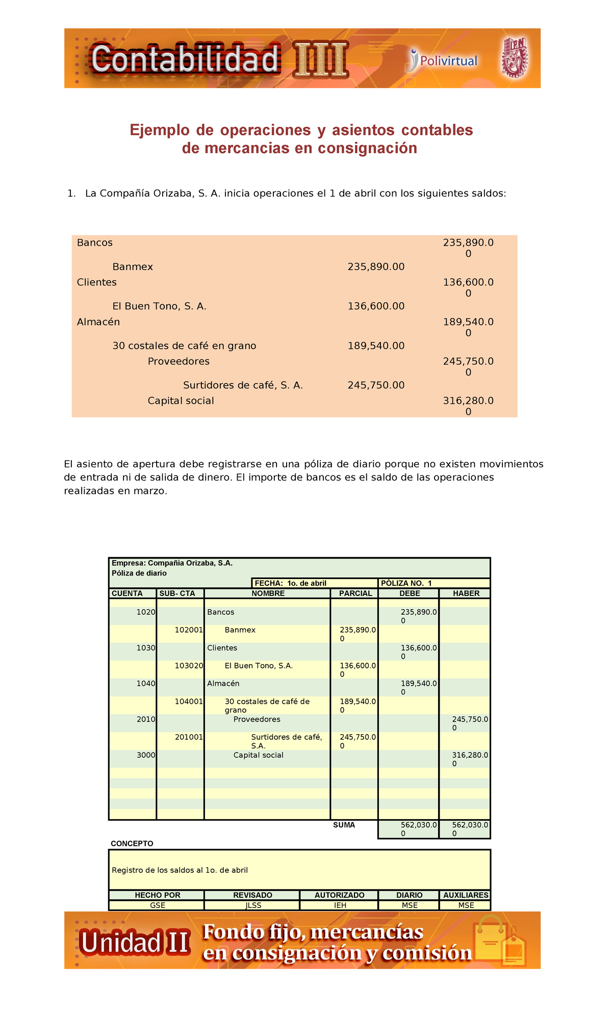 U2 C6 - Ejemplo De Operaciones Y Asientos Contables De Mercancias En ...