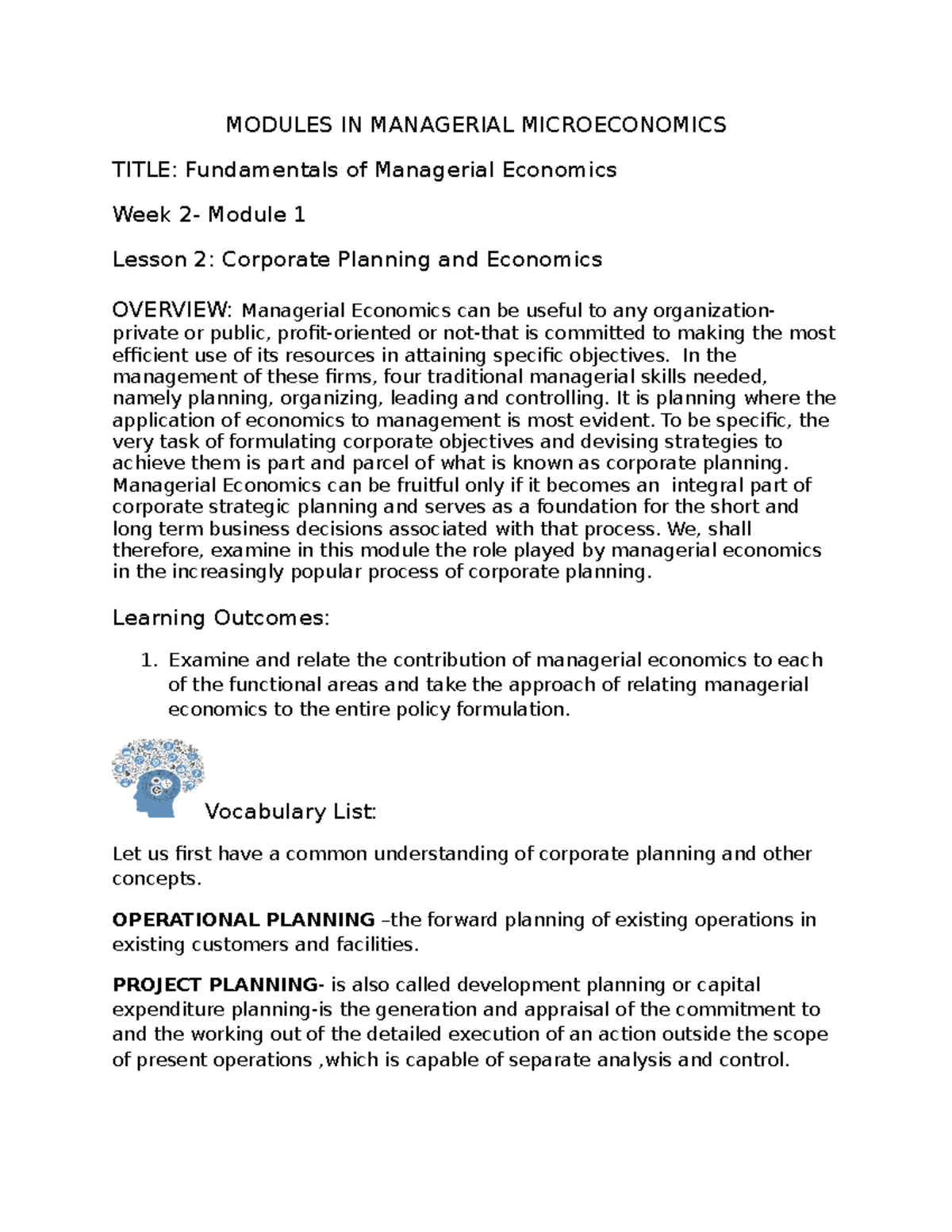 Modules IN Managerial Microeconomic 1 - MODULES IN MANAGERIAL ...